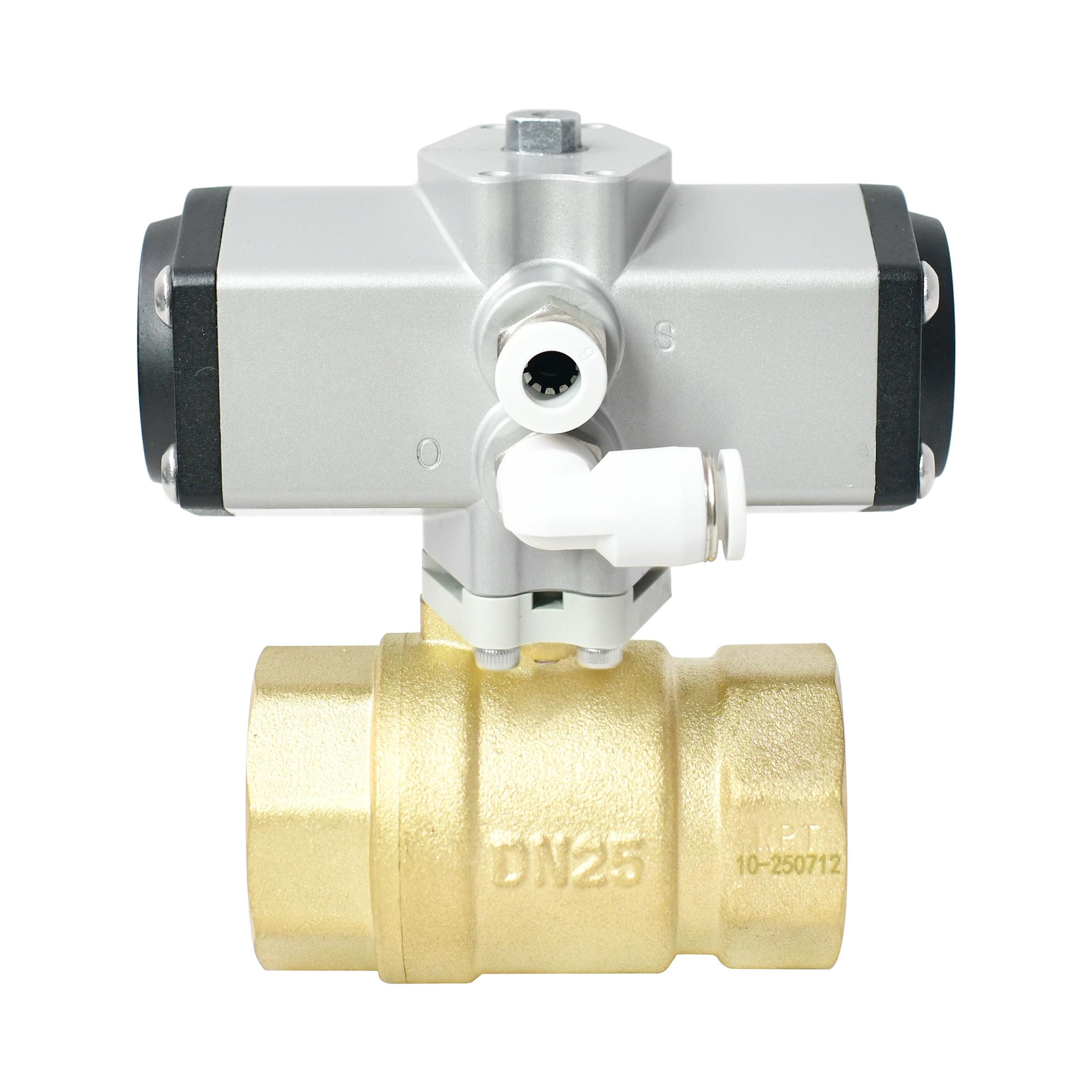 TONHEFLOW P30系列 DN25 黄铜两通气动球阀，铝质执行器外壳